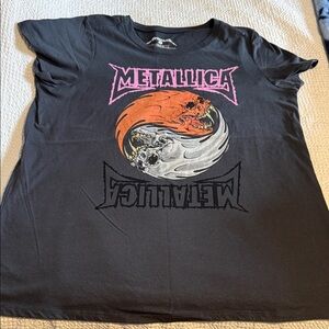 torrid Black Metallica Graphic Tee with Pink, Orange and White Artwork